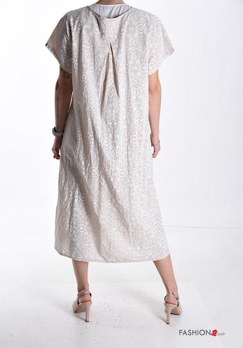 Abito in Cotone girocollo oversize maniche corte con tasche - ph 2