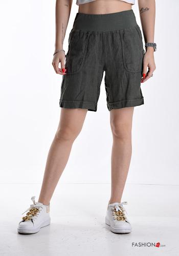 kurz Shorts aus Leinen mit Taschen mit gummizug - ph 1