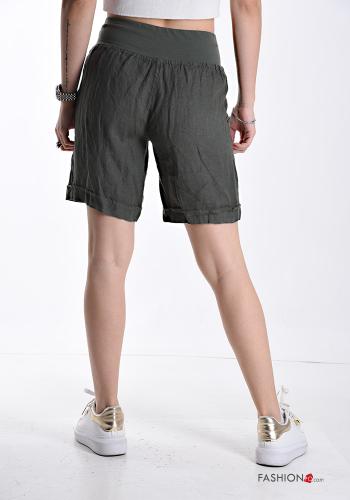 kurz Shorts aus Leinen mit Taschen mit gummizug - ph 2