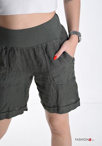kurz Shorts aus Leinen mit Taschen mit gummizug - ph 4