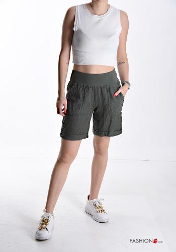 kurz Shorts aus Leinen mit Taschen mit gummizug - ph 5