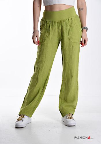 Hose aus Leinen mit Taschen mit gummizug - ph 1