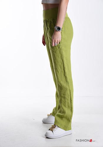 Hose aus Leinen mit Taschen mit gummizug - ph 3