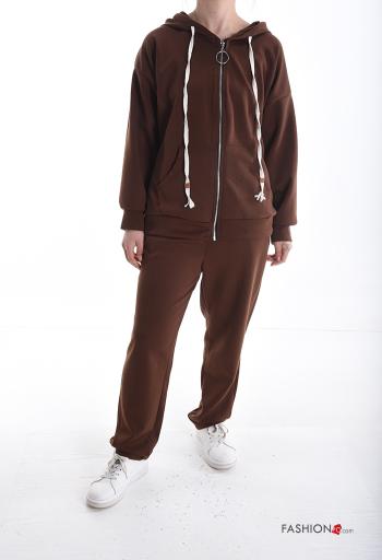 Tuta sportiva maniche lunghe con elastico con tasche con cappuccio