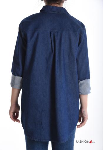 Chemise en Coton manches longues en denim à collet à boutons - ph 2