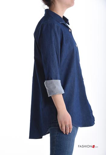 Chemise en Coton manches longues en denim à collet à boutons - ph 3