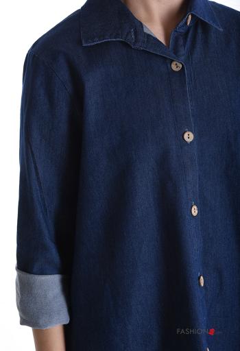 Chemise en Coton manches longues en denim à collet à boutons - ph 4