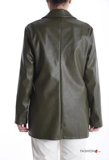 Blazer faux cuir manches longues à boutons sans doublure - ph 2