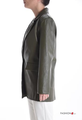 Blazer faux cuir manches longues à boutons sans doublure - ph 3
