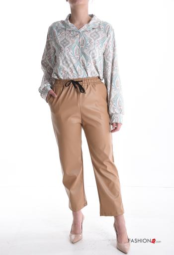 Pantalone ecopelle con tasche con elastico - ph 5