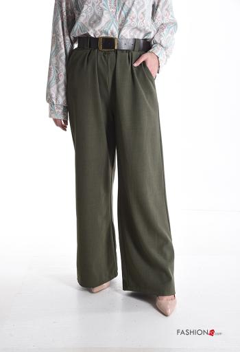 Pantalone wide leg con elastico con cintura con tasche
