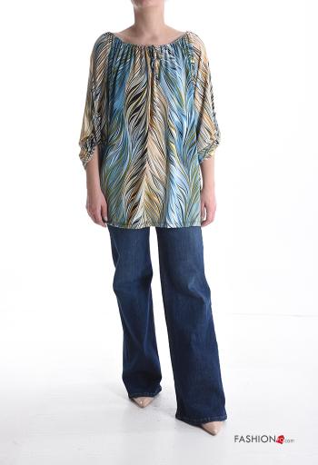 Blusa Fantasia astratta con elastico scollo alla bardot - ph 5