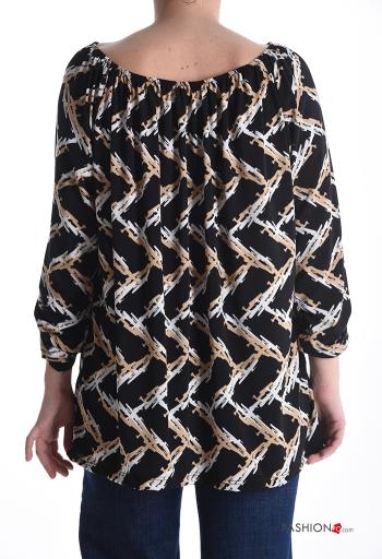 Blusa Fantasia astratta con elastico scollo alla bardot - ph 2