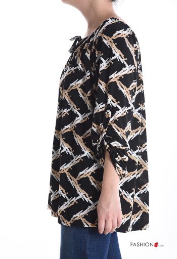 Blusa Fantasia astratta con elastico scollo alla bardot - ph 3