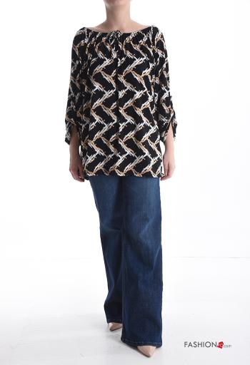 Blusa Fantasia astratta con elastico scollo alla bardot - ph 5