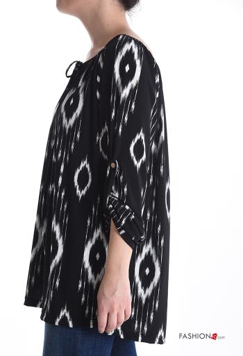 Blusa Padrão abstrato com elástico decote ombro a ombro - ph 3