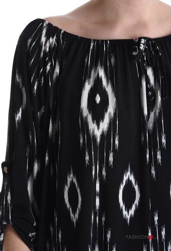 Blusa Padrão abstrato com elástico decote ombro a ombro - ph 4
