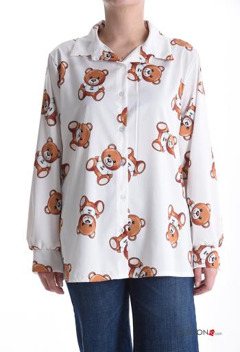 Camicia con colletto Teddy Bear maniche lunghe Fantasia oggetti con bottoni