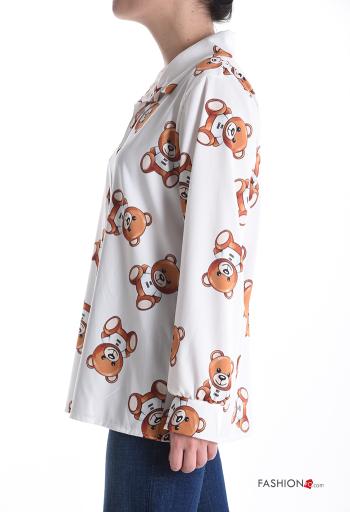 Camicia con colletto Teddy Bear maniche lunghe Fantasia oggetti con bottoni - ph 3