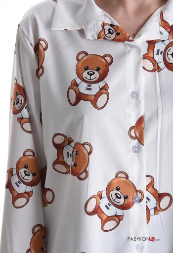 Camicia con colletto Teddy Bear maniche lunghe Fantasia oggetti con bottoni - ph 4