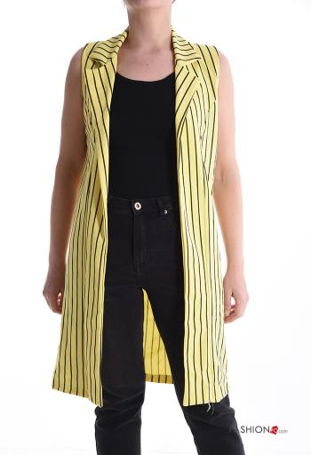 Striped knee-length with collar Gilet