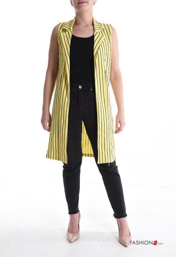 Colete pelo joelho com gola às riscas - ph 5