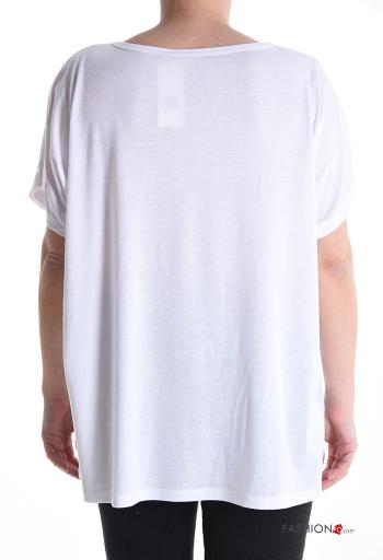 Bedrucktes kurze ärmel u-boot ausschnitt T-shirt - ph 2
