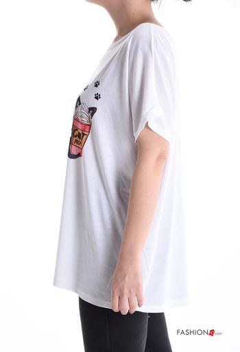 Bedrucktes kurze ärmel u-boot ausschnitt T-shirt - ph 3