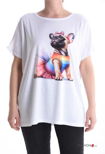 Tiere Muster kurze ärmel u-boot ausschnitt T-shirt
