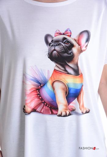 Tiere Muster kurze ärmel u-boot ausschnitt T-shirt - ph 4