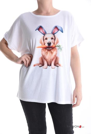 Tiere Muster kurze ärmel u-boot ausschnitt T-shirt