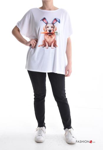 Tiere Muster kurze ärmel u-boot ausschnitt T-shirt - ph 5