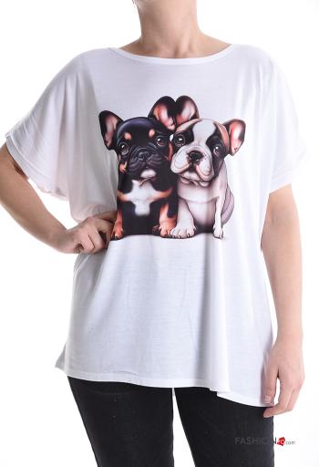 Tiere Muster kurze ärmel u-boot ausschnitt T-shirt - ph 1