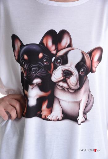 Tiere Muster kurze ärmel u-boot ausschnitt T-shirt - ph 4