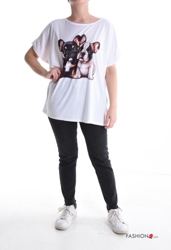 Tiere Muster kurze ärmel u-boot ausschnitt T-shirt - ph 5