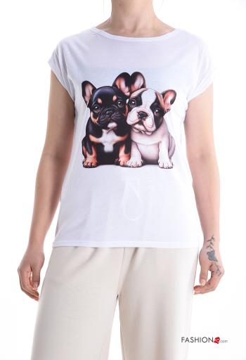 T-shirt maniche corte girocollo Fantasia animali