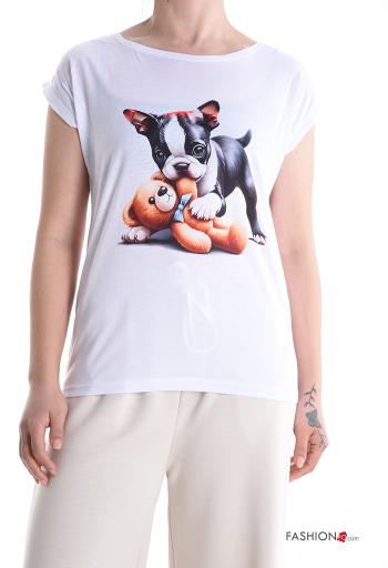 T-shirt maniche corte girocollo Fantasia animali