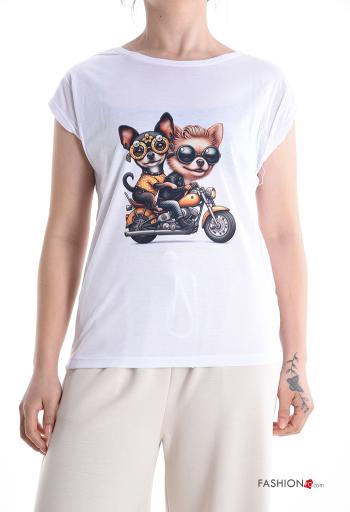 T-shirt maniche corte girocollo Fantasia animali