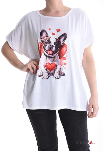 Tiere Muster kurze ärmel u-boot ausschnitt T-shirt - ph 1