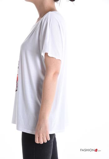 Tiere Muster kurze ärmel u-boot ausschnitt T-shirt - ph 3