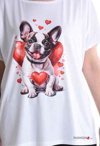 Tiere Muster kurze ärmel u-boot ausschnitt T-shirt - ph 4