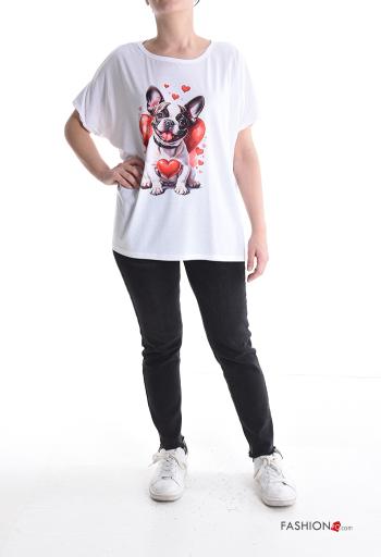 Tiere Muster kurze ärmel u-boot ausschnitt T-shirt - ph 5