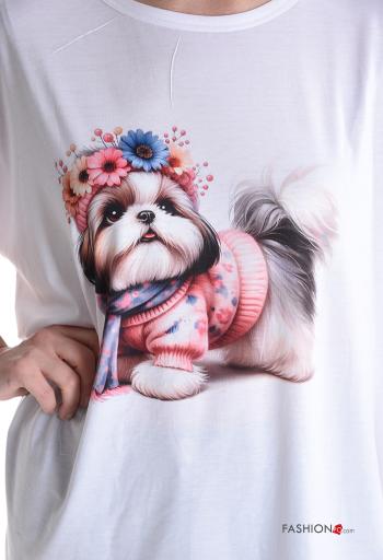 Tiere Muster kurze ärmel u-boot ausschnitt T-shirt - ph 4