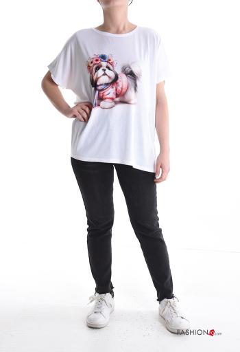 Tiere Muster kurze ärmel u-boot ausschnitt T-shirt - ph 5