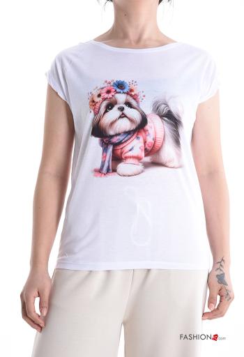 T-shirt maniche corte girocollo Fantasia animali