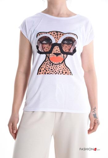 T-shirt maniche corte girocollo Fantasia animali