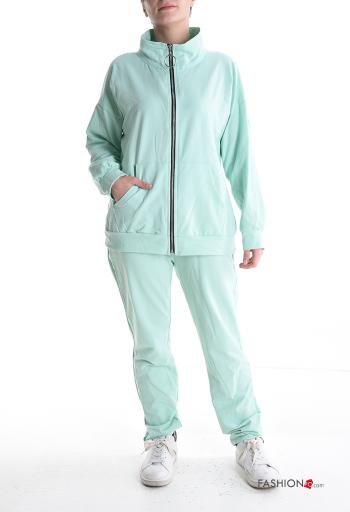 Tuta sportiva in Cotone maniche lunghe con elastico con tasche con zip - ph 1