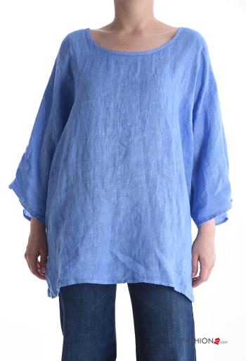 Blouse en Lin manches longues oversize col rond - ph 1
