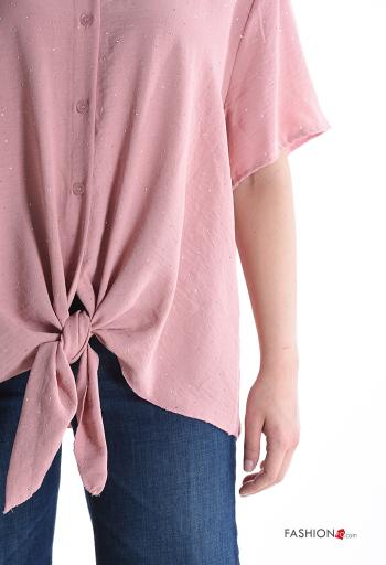 Chemise manches courtes à collet à boutons à noeud - ph 4