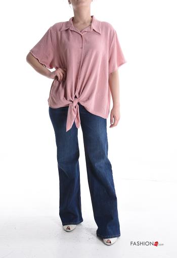Chemise manches courtes à collet à boutons à noeud - ph 5
